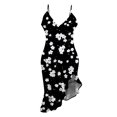 thumbnail image 4 of ICHUANYI Clearance Women Sexy V-Neck Sleeveless Ruffle Low-cut Splicing Printing Slit Sling Dresses(Black, XL) ICHUANYI WER2023081401207, 4 of 5