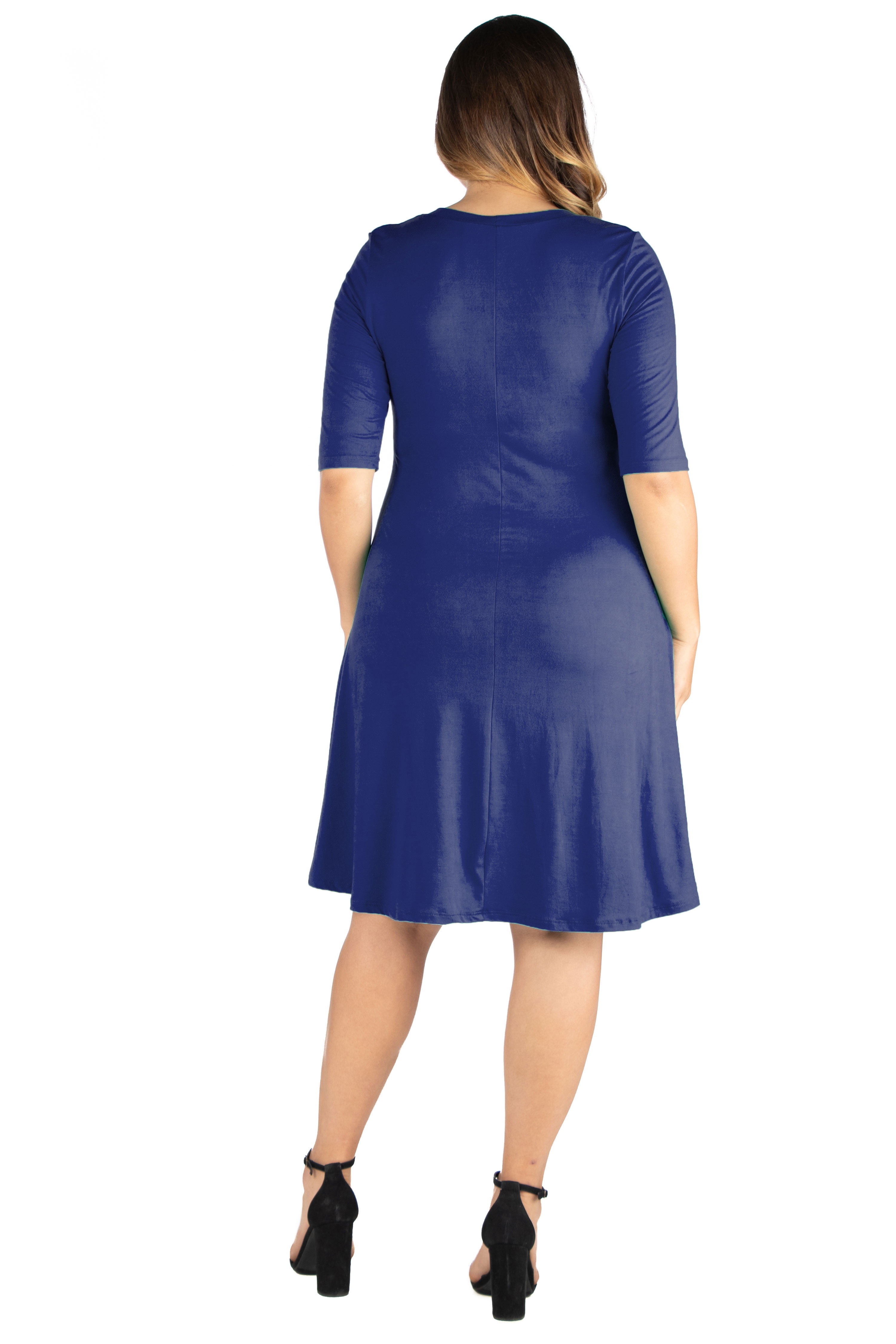 24/7 Comfort Appare Elbow Sleeve Knee Length Dress