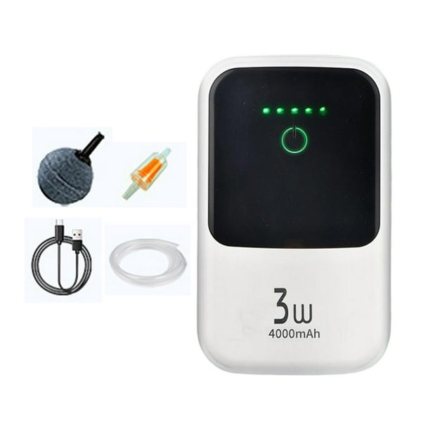 Bomba de aire portátil para acuario pequeño, bomba de aireador de oxígeno para de silencioso, USB con Bola 3W 90H Gloria bomba de aire del acuario