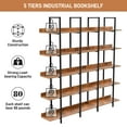 thumbnail image 2 of Euroco 5 Tier Bookcase with Open Shelves, Industrial Bookshelf with Metal Frame, 71" Bookshelf for Home Office, Brown & Black, 2 of 8