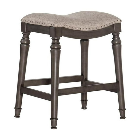 Pemberly Row Transitional Big and Tall 27" Wood Counter Stool in Gray