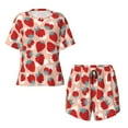 thumbnail image 4 of Naloa Red Strawberry Women's Short-Sleeved Pajama Set, Loungewear, Summer pajamas, Breathable Cozy - XX-Large, 4 of 9