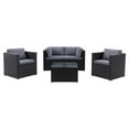 thumbnail image 1 of CorLiving Parksville 5-Piece Resin Wicker Rattan and Galvanized Steel Patio Conversation Set, 2 Armchairs, 1 Loveseat, 1 Coffee Table, Expandable, 1 of 9