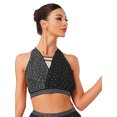 thumbnail image 3 of Sholeno Womens Sparkly Rhinestone Dance Crop Tank Tops Ruched Chiffon Cropped Blouses Activewear Black XXL, 3 of 5