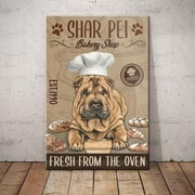Metal Tin Sign Shar Pei Bakery Shop Sign Metal Sign Aluminum Funny Signs Vintage Wall Decor for Home Garden Bar Bathroom 8x12 Inches