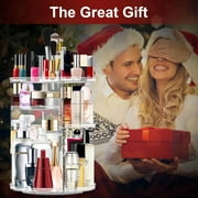 Rotating Makeup Organizer, Cosmetic Display Case with Brush Holder, DIY 8 Adjustable Layers Spinning Skincare Organizer