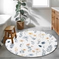 thumbnail image 4 of Area Rug 48in, Country Wildflower Brown Leaves Floor Carpet Living Room Rug, Watercolor Blue Flower Herb Non-Slip Welcome Mat Indoor Rugs for Bedroom Dining Room, 4 of 9