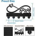 thumbnail image 2 of Paw Prints Hearts Coat Rack Wall Mount Wood Key Holder for Wall 11.8×7.2inch Love Heart Decorative Wall Hooks 5 Alloy Hooks Animal Paw Print Black Wall Hanger for Gifts Entryway Room Home, 2 of 9
