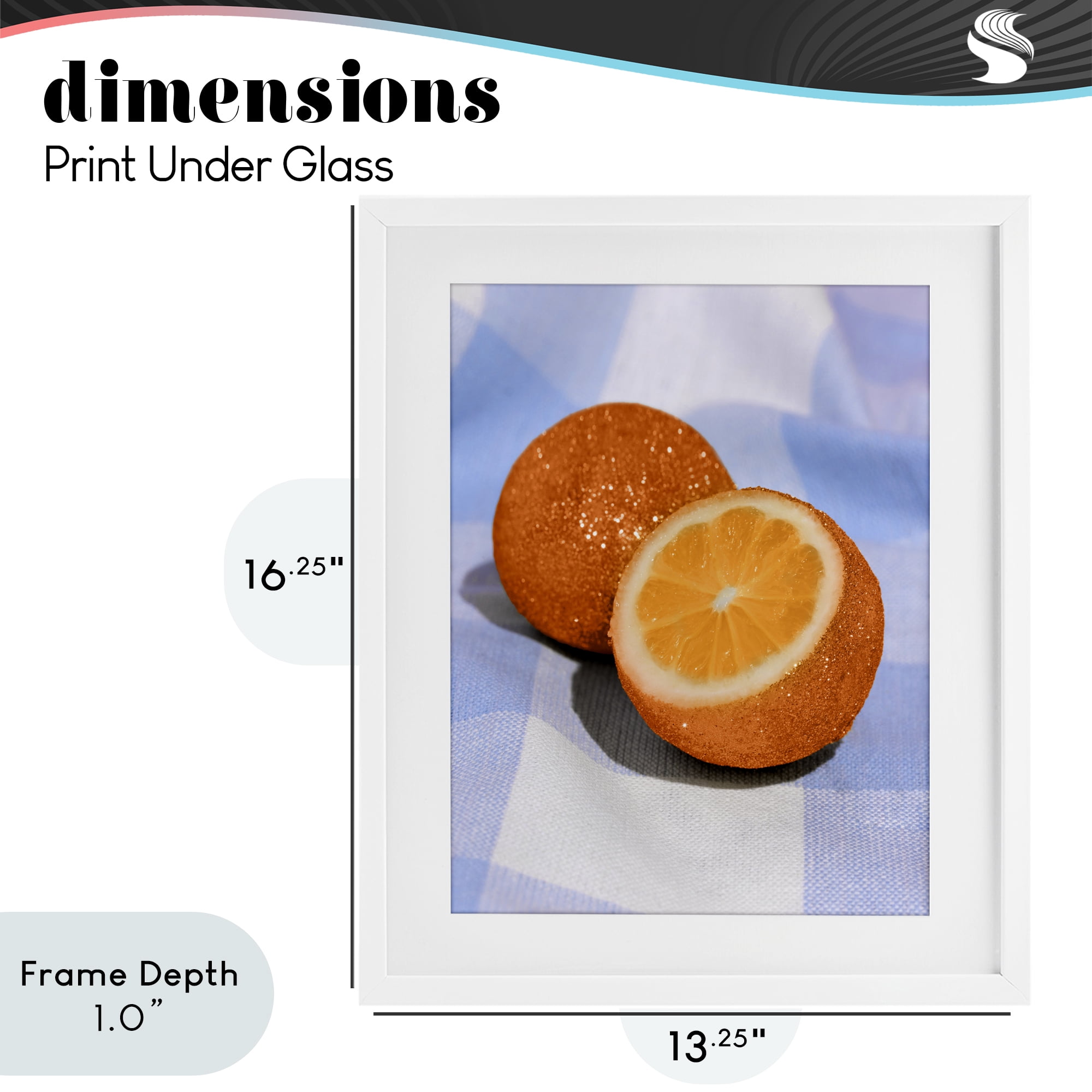 Stupell Industries Glimmer Orange on Blue White Framed Print Under Glass, design by LISH Creative