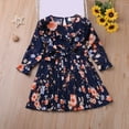 thumbnail image 2 of EnJoCho Girl's Casual Dress Summer Scoop Neck Long Sleeves Floral Flowy Print Plain Sundress Dress Little & Big Children Fashion Party Dresses 3-4 Years, 2 of 6