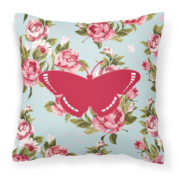 Carolines Treasures Butterfly Shabby Chic Roses Polyester Decorative Outdoor Pillow