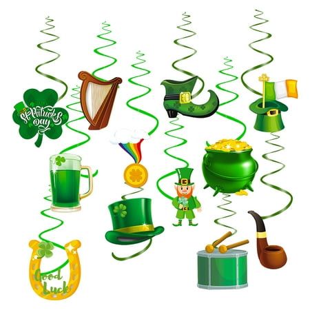 

Irish Day Party Decorations Paper Green Spiral Hanging Ornaments