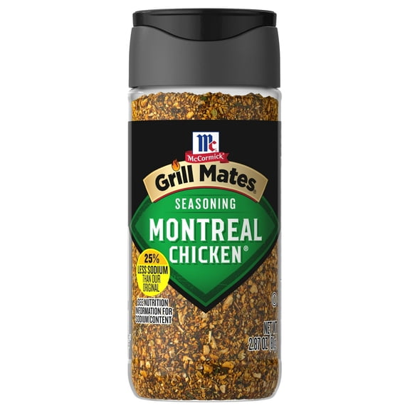 McCormick Grill Mates 25% Less Sodium Montreal Chicken Seasoning, 2.87 oz (Package May Vary)..
