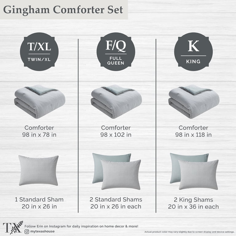 Gingham Plaid Full/Queen Comforter Set, 3-Piece photo 3