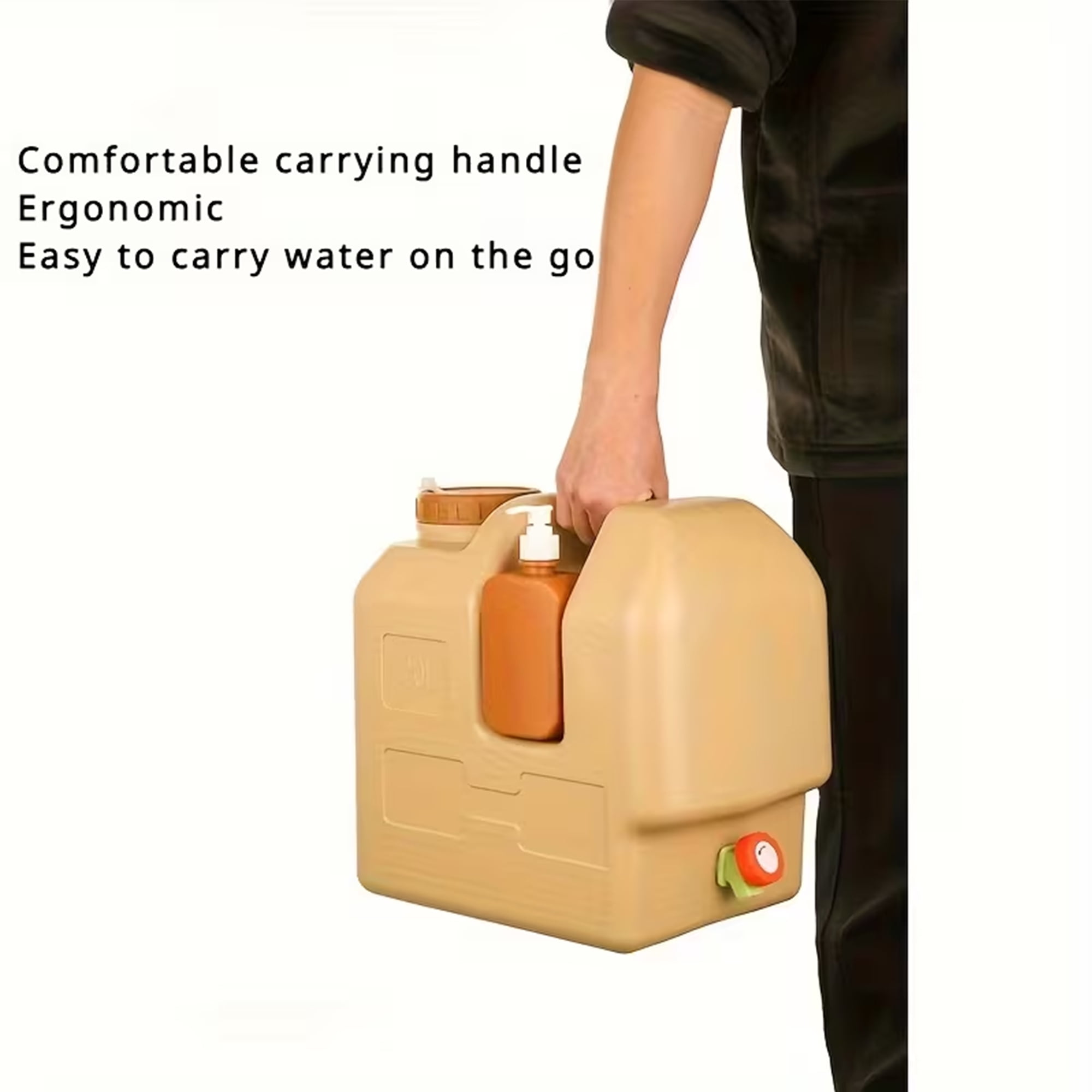 20L Portable Water Container Camping Water Bucket with Detachable Soap Dispenser & Faucet Water Jug for Fishing Dish Washing BBQ Emergency