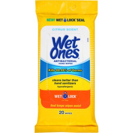 Wet Ones Citrus Antibacterial Hand Wipes, 20 Ct - Walmart.com
