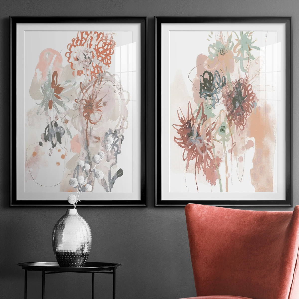 Wexford Home Petal Drift III Premium Framed Print, 26.5" x 36.5" - Ready to Hang, Black (Set of 2)