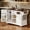 White + MDF - (2 Package), variant on 54.9" Rolling Kitchen Island with Drop Leaf, Power Outlet, Cross Barn Doors and Glass Door, 4 Shelves Mobile Cart for Kitchen