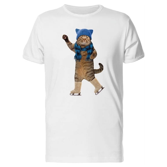 A Cat In Ice Skates T-Shirt Men -Image by Shutterstock, Male XX-Large