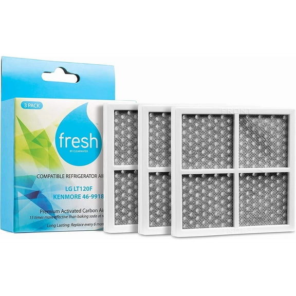 Fresh LT120F Refrigerator Air Filter Replacement for LG, Compatible with Models: Kenmore Elite 9918, 795, & LG ADQ73214404, LMXS30776S, 3-Pack