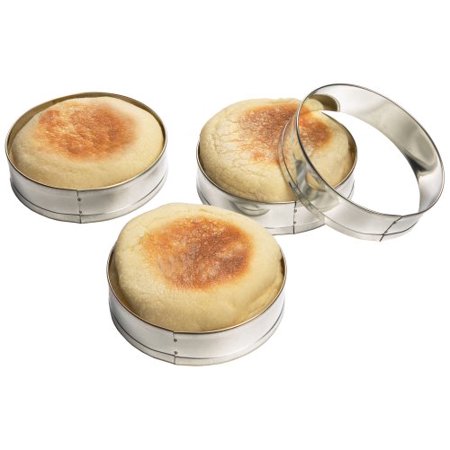 English Muffin Carbohydrates - 4685 English Muffin Rings, Tin-Plated Steel, Set of 4, Pancake Bagel Biscuit Set SET Cutter egg TinPlated Tongs crumpet Pc Toast Rings of OF 3Pack 1inch Pack.., By Fox Run