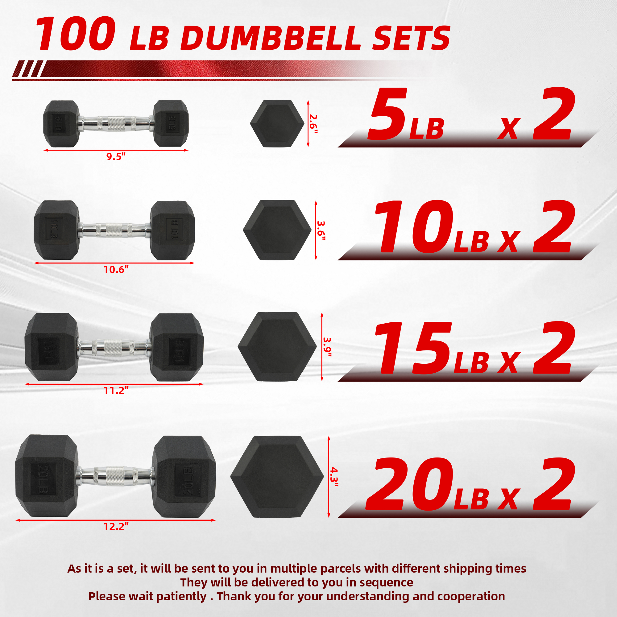 BalanceFrom Rubber Dumbbell Set – 5, 10, 15 & 20 lb Pairs photo 4