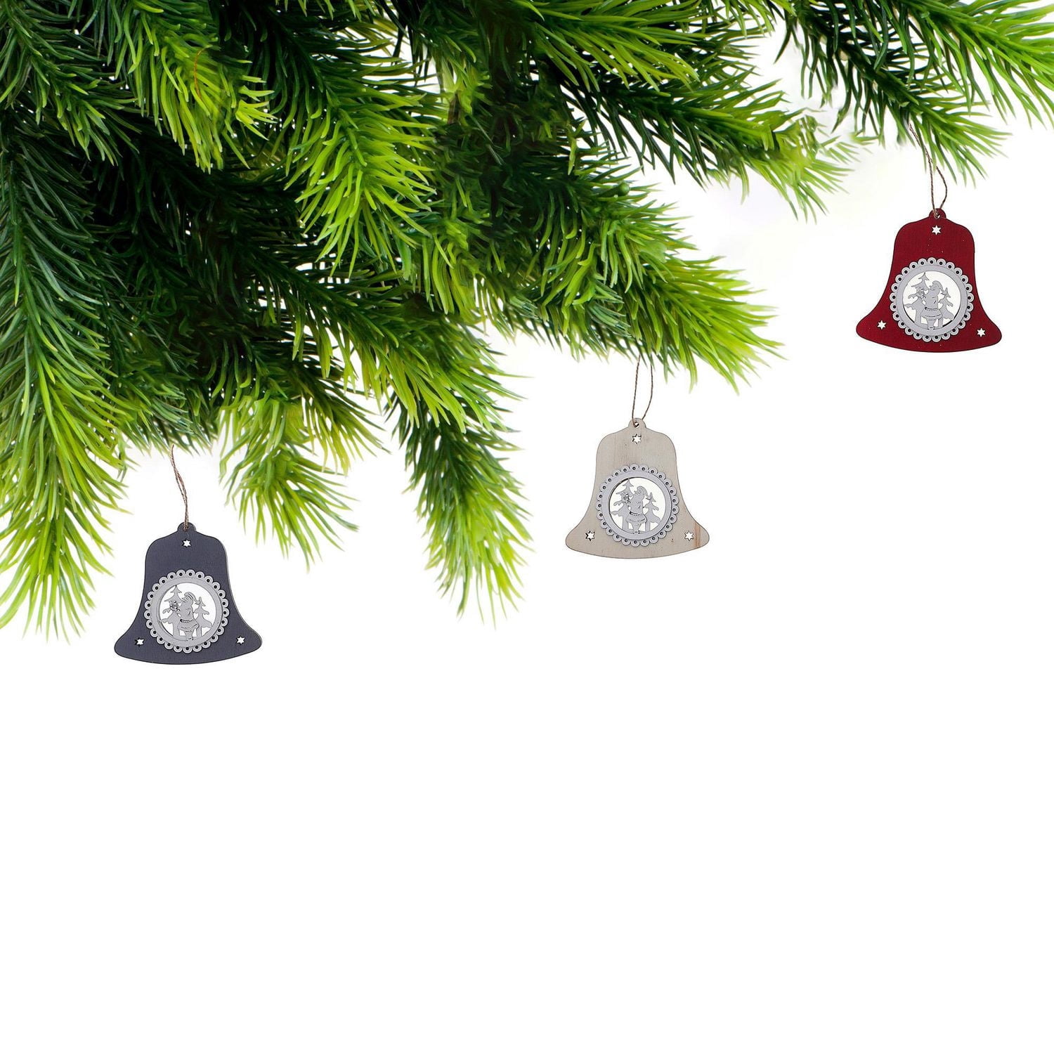 Christmas Ornament Bell With Santa  - Set of 6