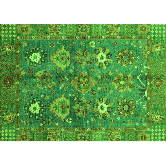 Ahgly Company Indoor Rectangle Oriental Green Traditional Area Rugs, 4' x 6'