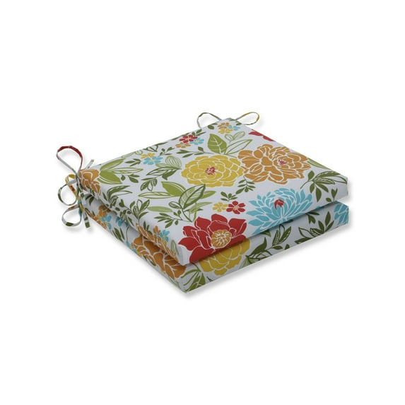 Pillow Perfect Outdoor/Indoor Spring Bling Multi Squared Corners Seat Cushion 20x20x3 (Set of 2)