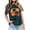 Dark Green, variant on Womens Graphic Print Tops Pattern Design Crewneck Casual Short Sleeve Loose Fit Tee Trendy Fashion T-Shirts Pullover Beach Vacation