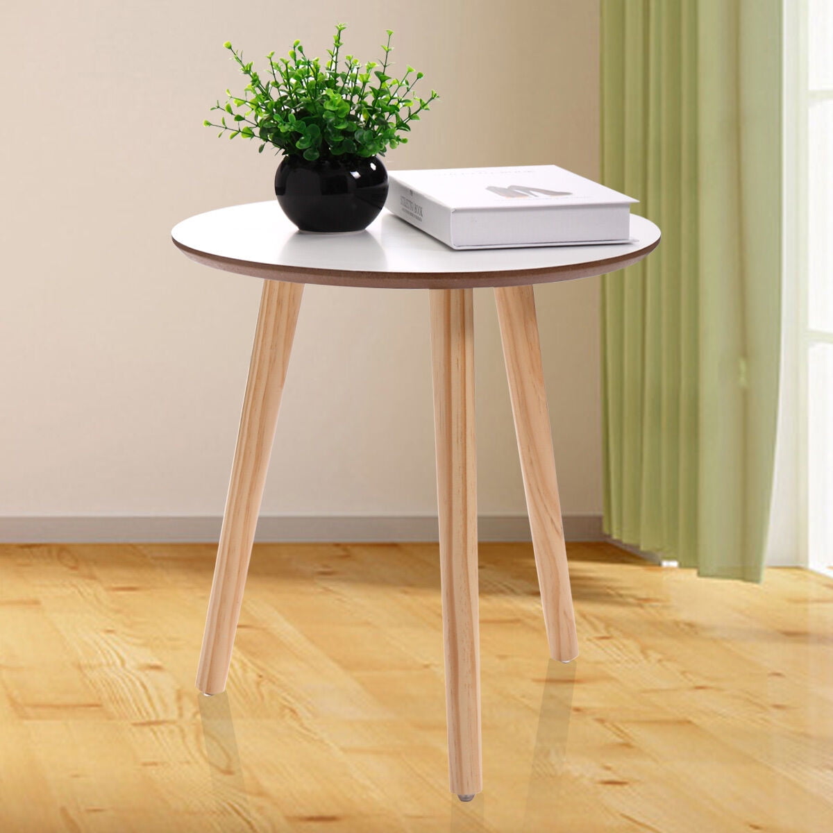 Kepooman Small Side Table, Modern Sofaside Coffee Table Round End Table Laptop Desk - White Kepooman Small Side Table, Modern Sofaside Coffee Table Round End Table Laptop Desk - White