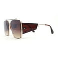 thumbnail image 3 of Luxurious Rectangle Flat Top Bridge Racer Metal Rim Officer Sunglasses Gold Brown, 3 of 4