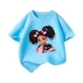 thumbnail image 2 of Spazoro Toddler Girls T-shirts, Crewneck Summer Graphic Tee Casual Short Sleeve Tops Light Blue Size 3-12T, 2 of 3
