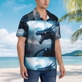 thumbnail image 2 of Lsque Blue Thunder Storm Dragon pattern Hawaiian Shirt for Men, Unisex Summer Beach Casual Short Sleeve Button Down Shirts-Large, 2 of 9