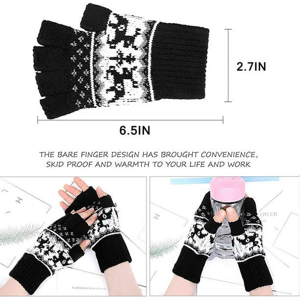 Fingerless Gloves - Womens Winter Warm Gloves Half Finger Mittens