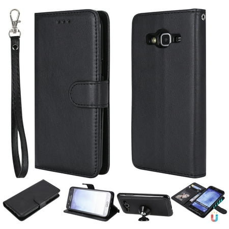 Galaxy S5 Flip Wallet Case Galaxy S5 Case Wallet, S5 Case, Allytech Premium Leather Flip Case Cover & Card Slots Pocket, Wrist Design Detachable Slim Case for Samsung Galaxy S5 G900A (Black) ()