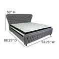 thumbnail image 4 of Flash Furniture Cartelana Tufted Upholstered King Size Platform Bed with in Light Gray Fabric and Silver Accent Nail Trim with Pocket Spring Mattress, 4 of 4