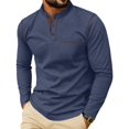thumbnail image 2 of GIRUNS Men's Henley Shirts Long Sleeve Button T-Shirt Casual Stylish Cotton Pullover Shirt with Pocket Navy Blue 2XL, 2 of 7