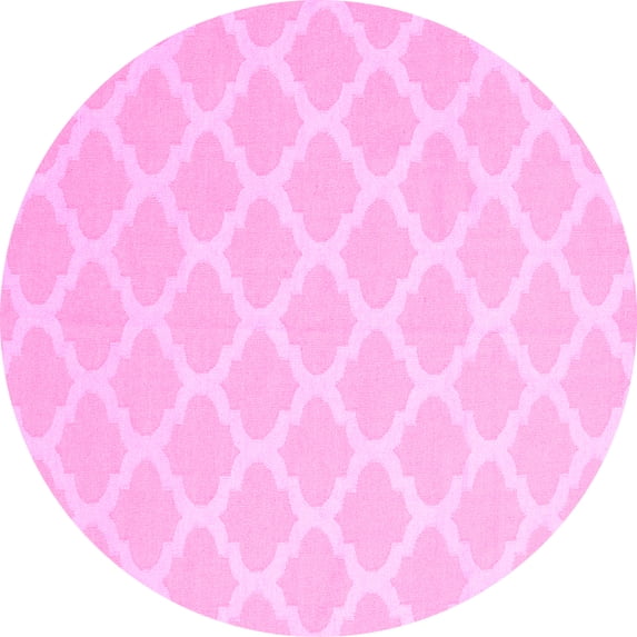 Ahgly Company Indoor Round Trellis Pink Modern Area Rugs, 4' Round
