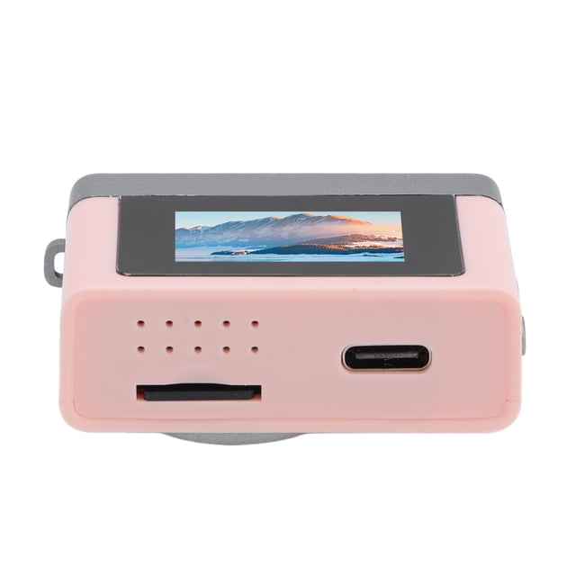 Mini Keychain Camera, 1080P 12MP Digital Camera with 0.96 Inch Screen, Memory Card, USB Cable, 1080P HD Video Compact Camcorder Pinkish