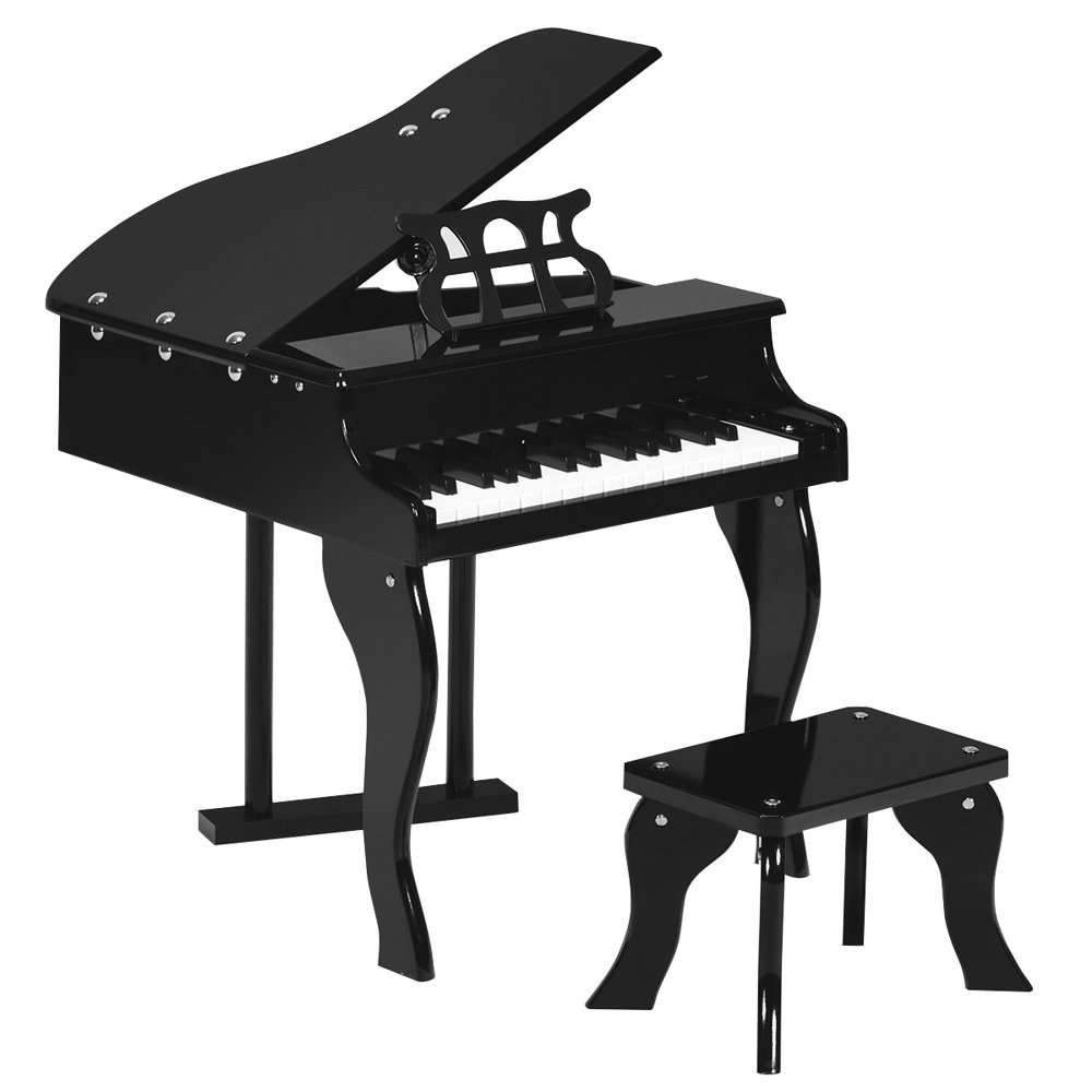 Costway Classic 30 Key baby Grand Wooden Piano Toddler Toy w/ Bench & Music Rack Black Walmart