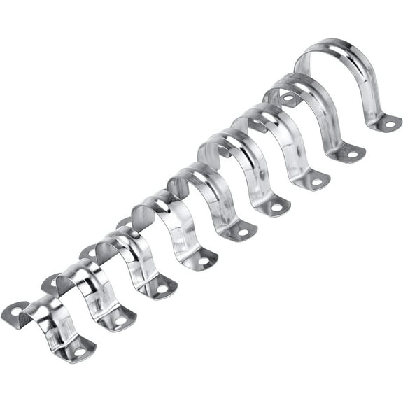 60 PCS Stainless Steel Rigid Pipe Strap M25-M50 Assortment Kit U Bracket Tube Strap 304 Stainless Steel Heavy Duty Rigid Pipe Strap 2 Holes Cable Clamp Hanger For Pipe Tube Fixing (D130)