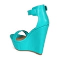 thumbnail image 3 of Breckelles CB04 Women Leatherette Single Band Ankle Strap Platform Wedge Sandal, 3 of 5