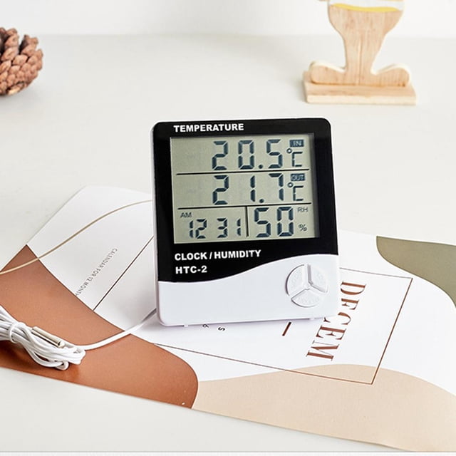 Termómetro Higrómetro Medidor Sonda dual digital Sensor de temperatura Reloj meteorológico