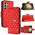 thumbnail image 6 of Faux Leather Wallet Case Compatible with Samsung Galaxy S24 Ultra | Classic Wrist Strap Flip Case | Ultra Slim Card Slots Stand Function Shockproof Phone Cover for Samsung Galaxy S24 Ultra - Red, 6 of 7