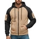 thumbnail image 2 of Ceisia Men's Long Sleeve Jacket Drawstring Full-Zip with Kanga Pocket Color Block Sweatshirts Casual Hoodies Khaki L Gift, 2 of 5
