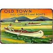 Old Town 1937 Canoes and Boats Retro Metal Tin Sign Vintage Aluminum Plaque for Home Coffee Shop Poster Wall Decor 8x12 Inch/20x30cm