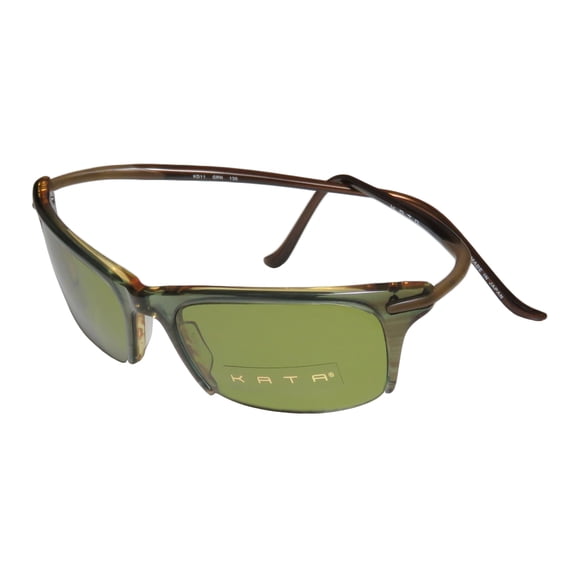New Kata Kd11 Mens/Womens Designer Half-Rim 100% UVA & UVB Khaki / Brown Unique Design High Quality Shades Sunnies Made In Japan Frame Green Lenses 53-19-130 Flexible Hinges Sunglasses/Shades