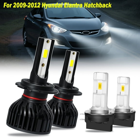 Fits 2009-2012 Hyundai Elantra Hatchback LED Headlight Bulbs High Low Beam 4Pack Lamps H7 H11B 14000LM 6000K