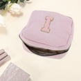 thumbnail image 3 of Unique Bargains 1 Pc Letter I Pattern Makeup Bag for Travel Pink Corduroy, 3 of 6